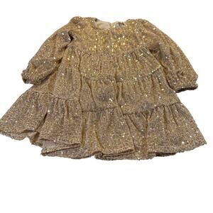 Chelsea & Violet Girls Toddler 3T Gold Sequin Long Sleeve Dress